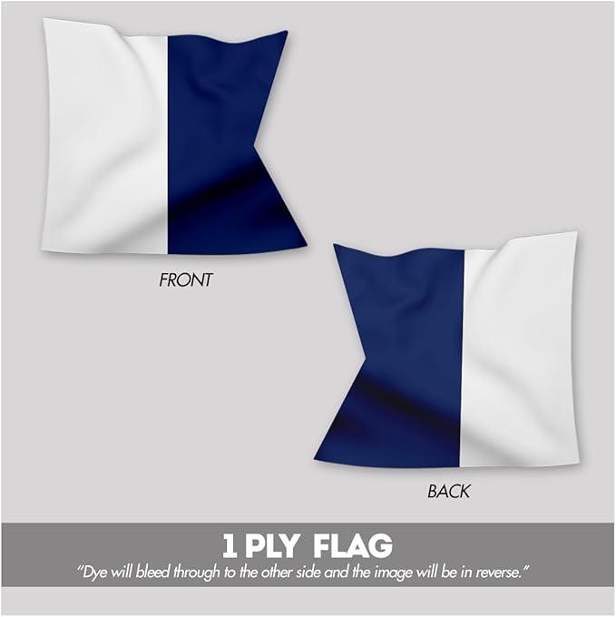 AGAS Alpha Code A Marine Signal 2x2 Ft Flag - Printed 200D Nylon - Canvas Header - Brass Grommets - Colorfast & Stitched Edges - Nautical Boat Flag - Naval Code Signal Flag.