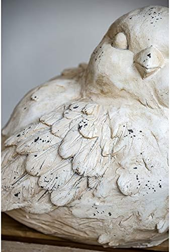 A&B Home Indoor Outdoor Large Vintage Bird Figurine Statue, 15.4 Inch Long, Off White