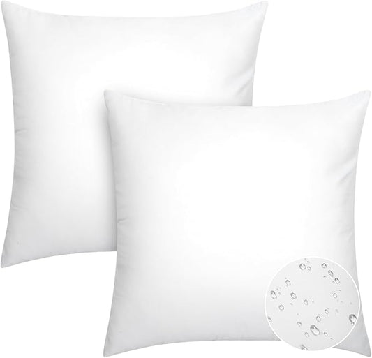 Pack of 2 24x24 Outdoor Pillow Inserts, Water Resistant Throw Pillow Inserts, Cushion Inner Pads for Patio, Furniture, Sofa, Bed, Living Room, Garden Decorative Waterproof Pillow Inserts