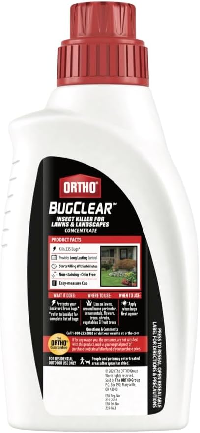 Ortho BugClear Insect Killer for Lawns and Landscapes Concentrate, Kills Periodical Cicadas, Mosquitoes, Ants, Spiders, Fleas, Ticks and More, 32 fl. oz.