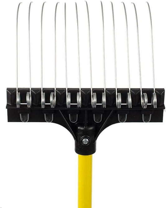 THE GROUNDSKEEPER II Shrub Rake 55-inch Lightweight Fiberglass Handle, 9-inch Head, Durable Steel Tines for Gardening, De-Thatching or Professional Landscaping