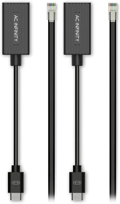 AC Infinity RJ11/12 to UIS Port Type-A Adapter Dongle, Conversion Cable Cord with Extension Cable for RJ11 RJ12 Grow Lights with PWM and 0-10V Current Sourcing Dimming (Pack of 2)