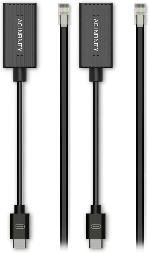 AC Infinity RJ11/12 to UIS Port Type-A Adapter Dongle, Conversion Cable Cord with Extension Cable for RJ11 RJ12 Grow Lights with PWM and 0-10V Current Sourcing Dimming (Pack of 2)