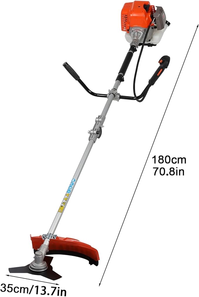 Lawn Mower, 52CC Gas Weed Trimmer, Cordless Hedge Trimmer, 2-Stroke Brush Cutter, Handheld Weed Eater 2-Cycle Gas Trimmer Brush Cutter for Weed, Brush Orange