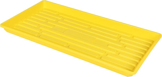 SUNPACK 10" x 20" Heavy Duty Shallow Plastic Seed Starting Tray, Yellow, 1" (Pack of 30) - No Drainage Holes, Perfect for Greenhouses or Indoor Gardening