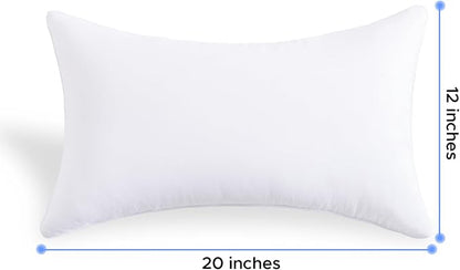 12 x 20 Outdoor Pillow Inserts Set of 2 Waterproof Rectangular Lumbar Support White Decorative Throw Pillow Inserts for Couch Sofa Beds Patio Furniture Cushions
