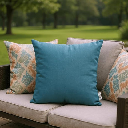 RSH DECOR: Sunbrella Square Throw Pillows Set of 4 | 20" x 20" | Water and Fade-Resistant Performance Fabric | Outdoor Pillow Covers with Down-Alternative Inserts | Spectrum Peacock