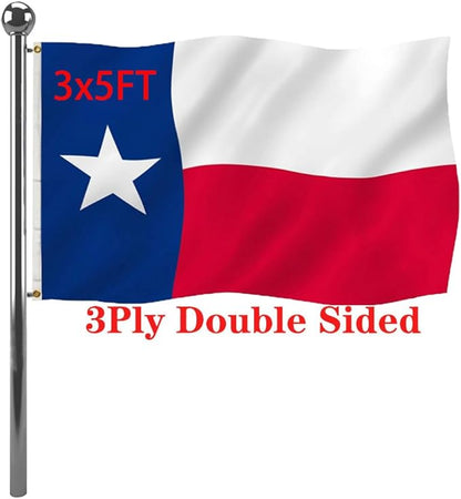 Jayus Double Sided Texas State Flag 3x5 FT Outdoor- 220D Heavy Duty Republic of Texas Flags Banners- Vivid Colors UV Resistant TX Flags with 2 Brass Grommets