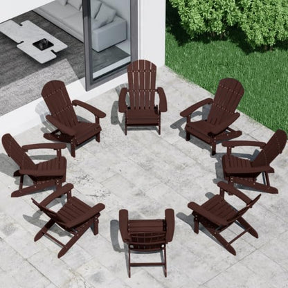 YEFU Adirondack Chairs Set of 8: Outdoor Chair HIPS Plastic Adirondack Chairs - Patio Chairs with Wood Texture - Lawn Fire Pit Deck Porch Garden Chairs for Adults(Coffee)