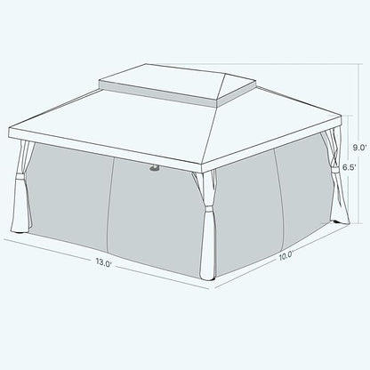 Grand Patio 10x13 Ft Outdoor Gazebo with Mosquito Netting and Curtains, Sturdy Straight Leg Tent Soft Top for Patios, Deck, Backyard