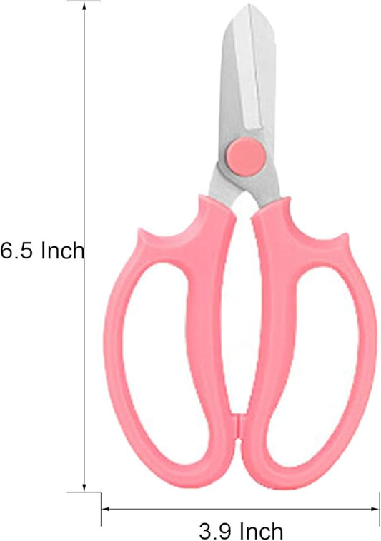 Flower Scissors - Stainless Steel Floral Scissors, Florist Cutters for Stems, Garden Plant Shears for Fresh Flowers (Blue, Pink) (1 PC Pink)