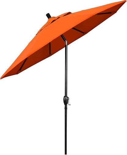 California Umbrella 9' Rd Pacific Trail Series Aluminum Patio Umbrella, Crank Lift, Push Button Tilt, Black Finish, Sunbrella Melon Fabric