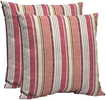 Comfort Classics Inc. Set of 2 Indoor/Outdoor Patio Dining Chair Pillow Back 23x23x6. in Polyester Pink Stripe Pattern