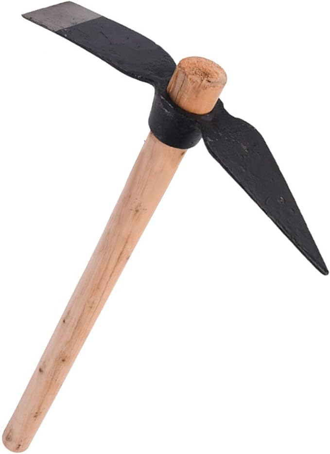 Garden Pick Mattock Multipurpose Hand Tool for Digging Weeding Seeding Turning Soil Mining High Carbon Steel Durable Lightweight Wood Handle Gardening Tool