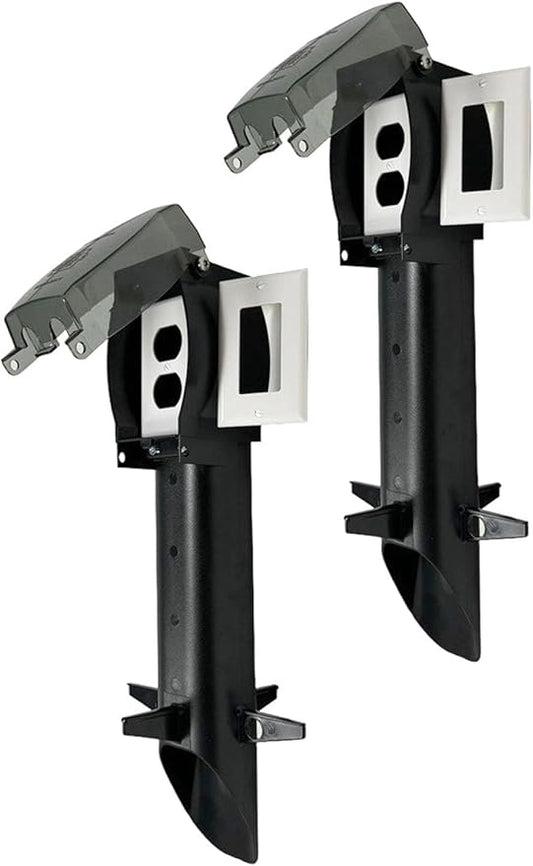 iMBAPrice IMBA-GPD19B-2 19.5" Black Low-Profile Outdoor Landscape Lighting Garden Post Enclosure with Integrated Cover for GFCI Electrical Outlets, 2-Pack