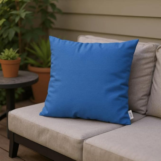 RSH DECOR: Sunbrella Square Throw Pillows Set of 4 | 24" x 24" | Water and Fade-Resistant Performance Fabric | Outdoor Pillow Covers with Down-Alternative Inserts | Canvas Pacific Blue