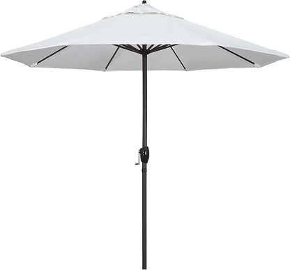 California Umbrella 9' Rd Sunbrella Aluminum Patio Umbrella, Crank Lift, Auto Tilt, Bronze Pole, Natural