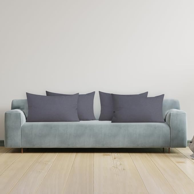 Covers & All Premium Square Throw Pillow Inserts with Covers Set of 4, 14 x 22 Inches Charcoal Gray, Decorative Cushions for Couch Sofa Home Decor Office Travel UV Resistant Waterproof Soft Cushions