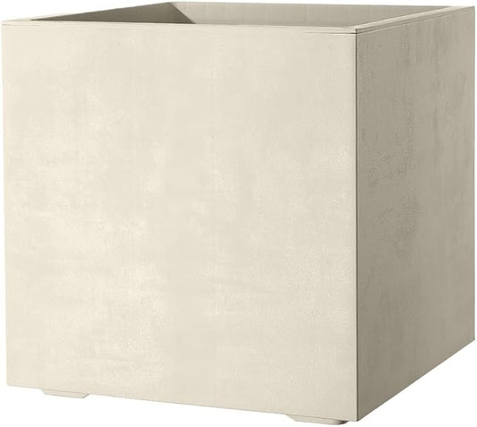 Deroma Millennium 10” Cube Planter | Light & Durable Plastic | Indoor or Outdoor Square Pot for Patio/Porch | Includes Water Reserve & Drain Plug | Trendy Planter for Plants, Flowers, Garden | White