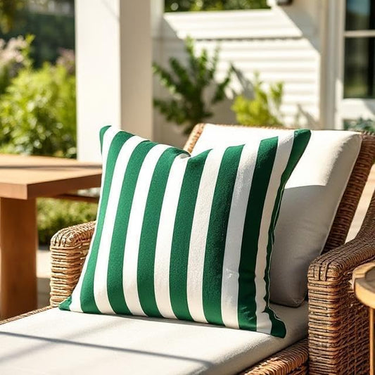 RSH DECOR Indoor Outdoor Sunbrella Throw Pillow Set of 4 – 2 (17x17) & 2 (12x20) | Fade & Water Resistant Decorative Pillows for Patio, Porch & Sofa | Mason Forest Green - Made in USA