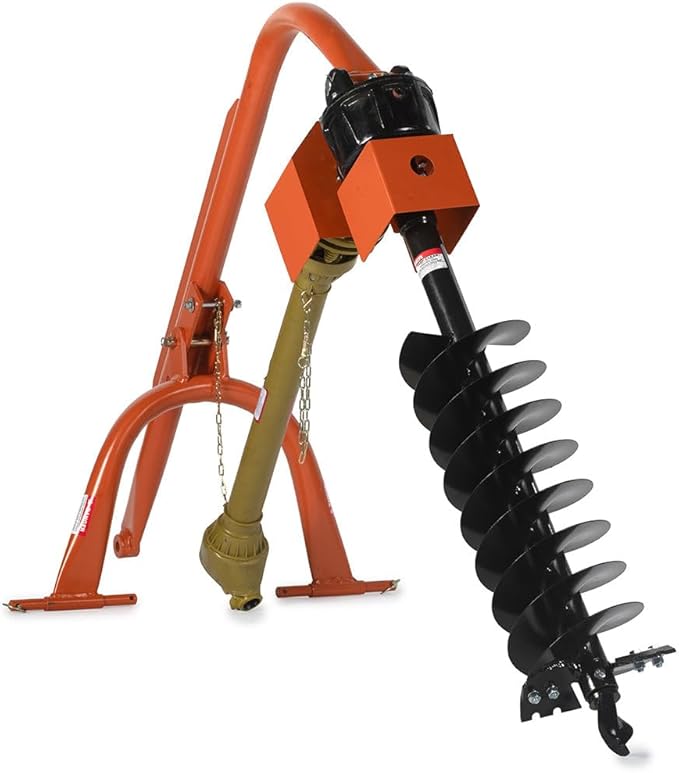 Titan Attachments 30 HP 3 Point Post Hole Digger with 9" Auger Attachment, Fits Cat 1 Tractors for Fence Post Holes, Deck Installation