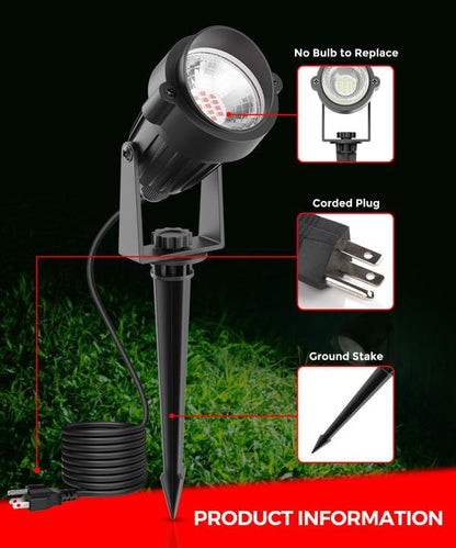 L LOHAS LED Red Spotlight Outdoor, Christmas Red Spot Lights for Yard, Auto On/Off 5W 120V Landscape Lighting for House, Holiday, Trees, Decoration, 450LM IP66 Waterproof, UL Listed, 2 Pack