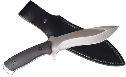 MASALONG kni227 dog leg straight fxied blade Bowie full tang Hunting Knife with Leather Sheath for Camping, Hiking, Survival