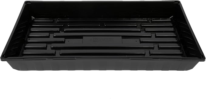 SUNPACK 10" x 20" Mega Plastic Seed Starting Tray, Black, 2.5" - No Drainage Holes, Ideal for Greenhouses or Indoor Gardening - Made of Thick, Strong Plastic