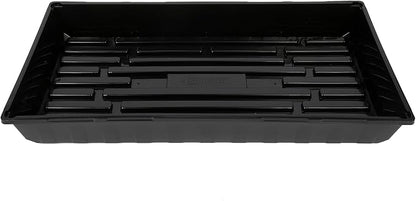SUNPACK 10" x 20" Mega Plastic Seed Starting Tray, Black, 2.5" - No Drainage Holes, Ideal for Greenhouses or Indoor Gardening - Made of Thick, Strong Plastic
