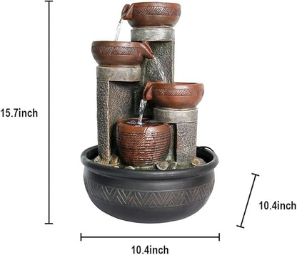 15.7''H Relaxation Desktop Waterfall Fountain Decor Portable Tabletop Waterfall Fountains,Indoor Waterfall Feature with LED Light for Home Office Bedroom