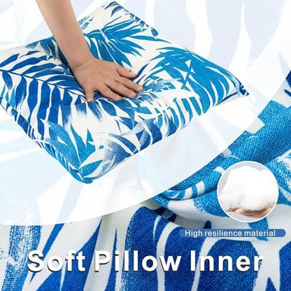 JMGBird Outdoor Pillows Waterproof Set of 4 Outdoor Throw Pillows with Insert Included 18×18 Inch Outdoor Decorative Pillows Water Resistant for Patio Garden Sofa Couch Bed