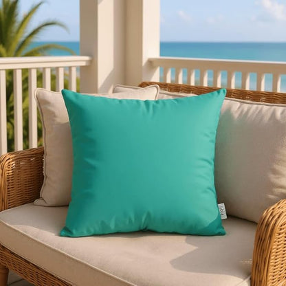 RSH DECOR: Sunbrella Square Throw Pillows Set of 4 | 24" x 24" | Water and Fade-Resistant Performance Fabric | Outdoor Pillow Covers with Down-Alternative Inserts | Canvas Aruba