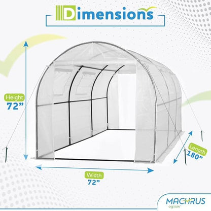 Machrus Ogrow Deluxe Walk-in Tunnel Greenhouse with White Cover