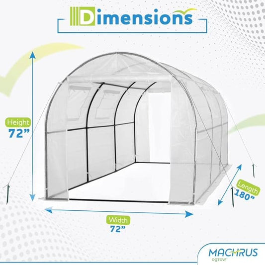 Machrus Ogrow Deluxe Walk-in Tunnel Greenhouse with White Cover