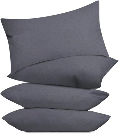 Covers & All Premium Square Throw Pillow Inserts with Covers Set of 4, 14 x 22 Inches Charcoal Gray, Decorative Cushions for Couch Sofa Home Decor Office Travel UV Resistant Waterproof Soft Cushions