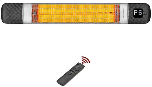 Infrared Patio Heater, Carbon Wall Mounted Heater 300/1500W, 6 Heat Modes Outdoor Heater, IP55 Waterproof, Instant Heat in 3 Seconds, Remote Control (BLACK)