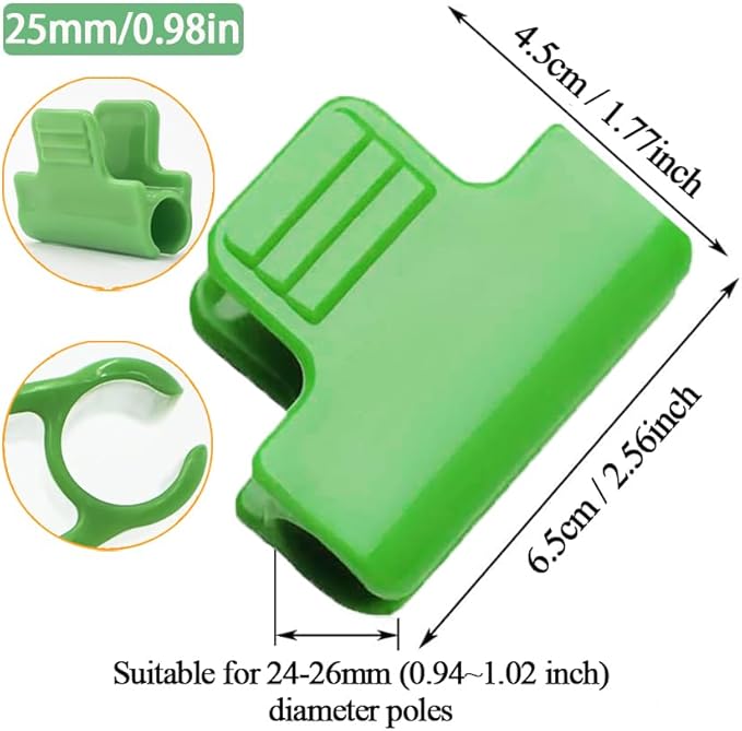 32pcs Greenhouse Frame Clips, 25mm Fixed Greenhouse Pipe Clamp Shading Film Row Tunnel Hoops Windproof Set for Greenhouses Plant Frame Shelter Netting Cover Replacement, for 24-26mm PVC Tubes