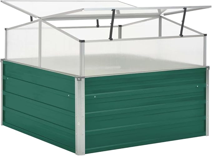 Galvanized Steel Greenhouse, 39.4"x39.4"x30.3", Green