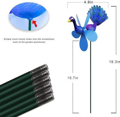 Garden Pinwheels, 6 Pack Wind Spinners with Metal Stakes, Colorful Decor Pinwheels Windmills Whirligigs Kids Toys for Outdoor Indoor Garden Yard Lawn Patio Party Wedding Decorations