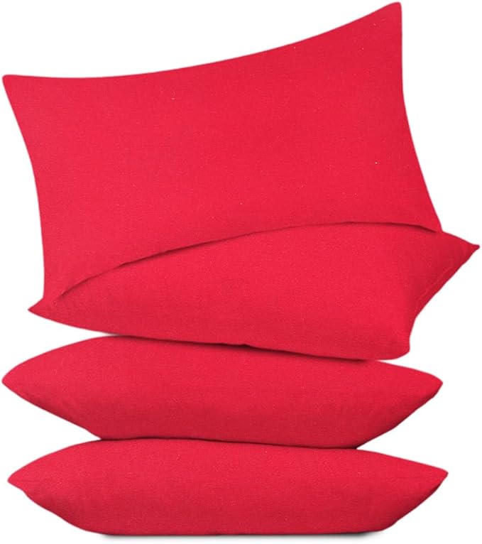Covers & All Premium Rectangle ThrowPillow Inserts with Covers Set of 4, 14 x 22 Inches Red, Decorative Cushions for Couch Sofa Home Decor Office Travel UV Resistant Waterproof Soft Cushions Pillows