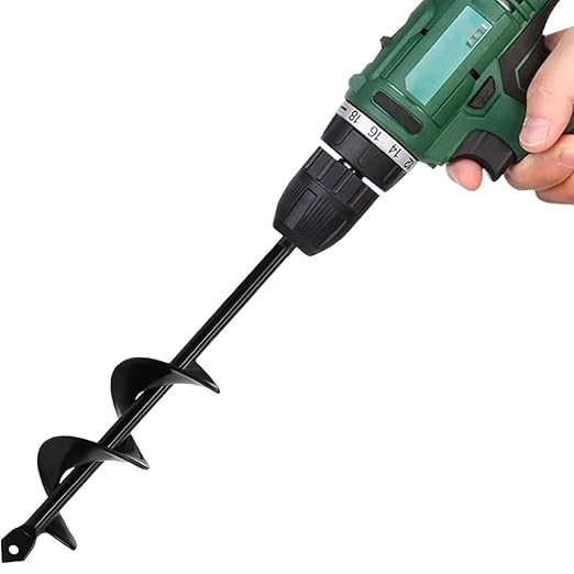 Garden Auger Drill Bit Post Hole Digger Auger Bulb Planter Tool 1.6 x 8.7 in, Hex Shank Rust-Proof Steel, for Digging Holes Deep Cultivating,Planting Bulbs