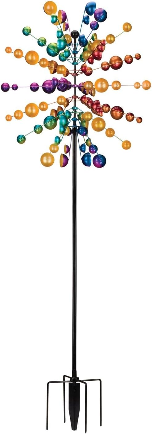 Regal Art & Gift Fireworks Wind Spinner – Metal Yard Decorations Outdoor | Kinetic Garden Spinner for Lawn, Pathway, or Flower Bed | Weather-Resistant Outdoor Sculpture - 86 Inch