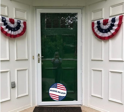 Made in America by Old Glory Bunting. American Pleated Fan Flag Bunting. 1 x 2 ft Embroidered Stars & Sewn Stripes USA Indoor/Outdoor Nylon Bunting Banner. Perfect for July 4th and America 250 events.
