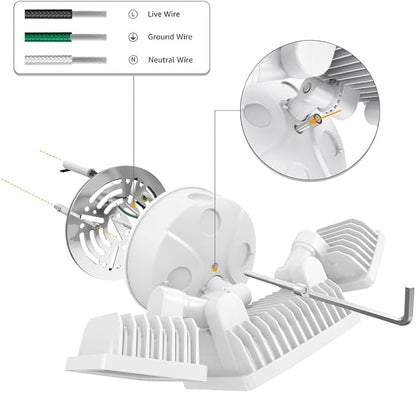 Onforu 3 Packs 60W LED Security Light, 6000LM Outdoor Flood Lights Fixture with 3 Adjustable Heads, IP65 Waterproof, 6500K White Brightness Exterior Wall Mount Security Light for Eave, Yard(White)