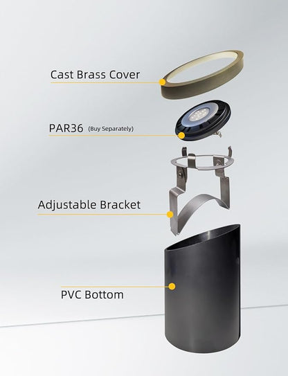 COLOER In-Ground Well Lights Large Size, LED Outdoor Low Voltage Pathway Light, IP65 Waterproof Inground Landscape Lights Wired, Sidewalk Lighting, 4-Pack Without Bulb