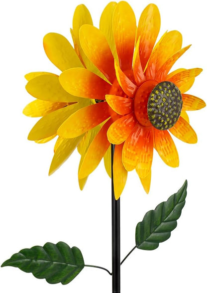 Viveta Sunflower Outdoor Wind Spinner, 4 Layers Metal Wind Spinners, Decorative Pinwheels for Yard Patio Lawn Garden
