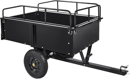 GarveeLife 750 LBS Heavy Duty Steel Dump Cart, 15 Cubic Feet Garden Utility Trailer with Removable Sides,Hand Pull or Foot Pedal Dump Cart for ATV, UTV, Lawn Mowers and Tractors