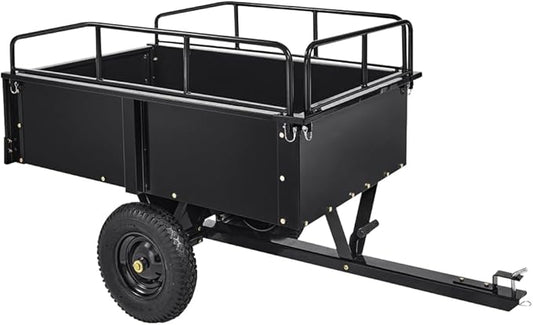 GarveeLife 750 LBS Heavy Duty Steel Dump Cart, 15 Cubic Feet Garden Utility Trailer with Removable Sides,Hand Pull or Foot Pedal Dump Cart for ATV, UTV, Lawn Mowers and Tractors