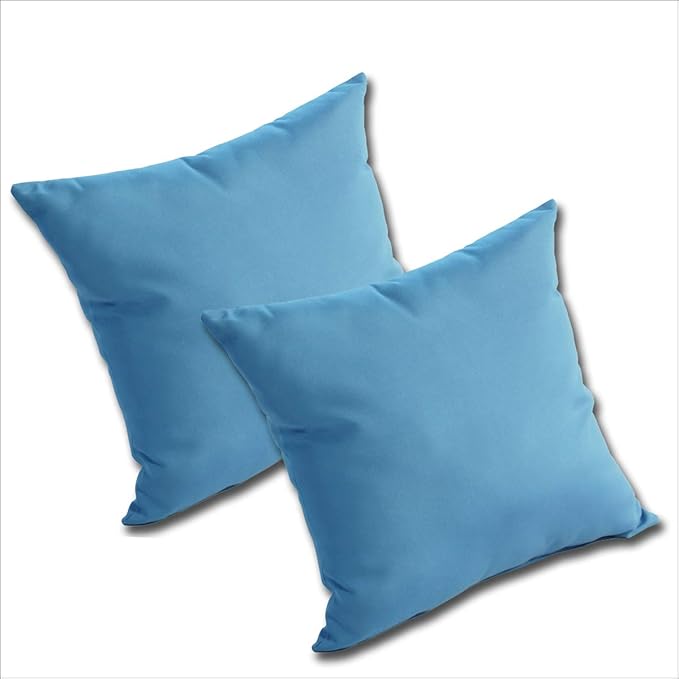 Comfort Classics Set of 2 Sunbrella Outdoor/Indoor Throw Pillows Inc. (Sky Blue)