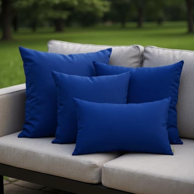 RSH DECOR: Sunbrella Square Throw Pillows Set of 2 | 24" x 24" | Water and Fade-Resistant Performance Fabric | Outdoor Pillow Covers with Down-Alternative Inserts | Made in USA (Canvas Black)